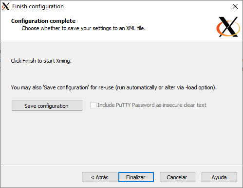 Finish /images/putty-xming/xlaunch-3.png